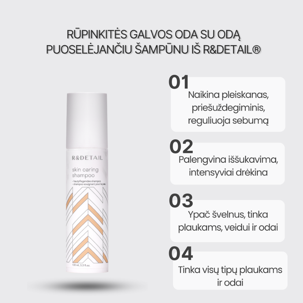 R&DETAIL Skin Caring Shampoo Odą puoselėjantis šampūnas, 100ml